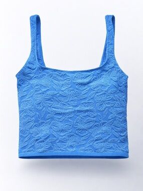 Anthropologie Vibrant Blue Floral Textured Crop Tank L/XL
